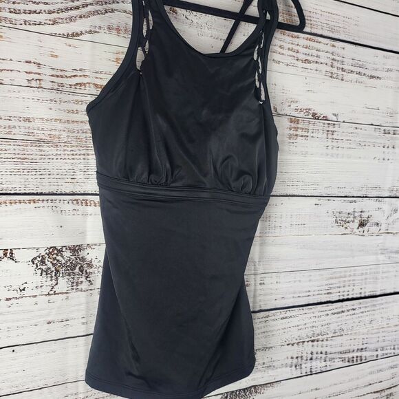 Athleta Tankini Swim Top 38B/C Womens Black Underwired Pullover Swimwear - Picture 5 of 12